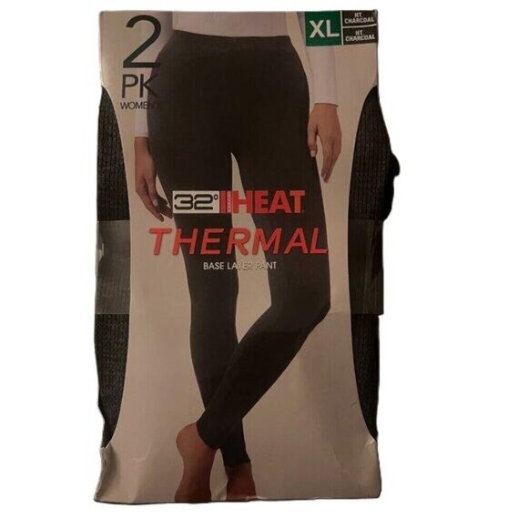 32 Degrees Heat Women's 2-Pack Thermal Base Layer Pants, HT. Charcoal, Size XL - Picture 5 of 7